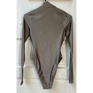Skims Metallic Silver Disco Mock Neck Long Sleeve Bodysuit Small Small NWOT